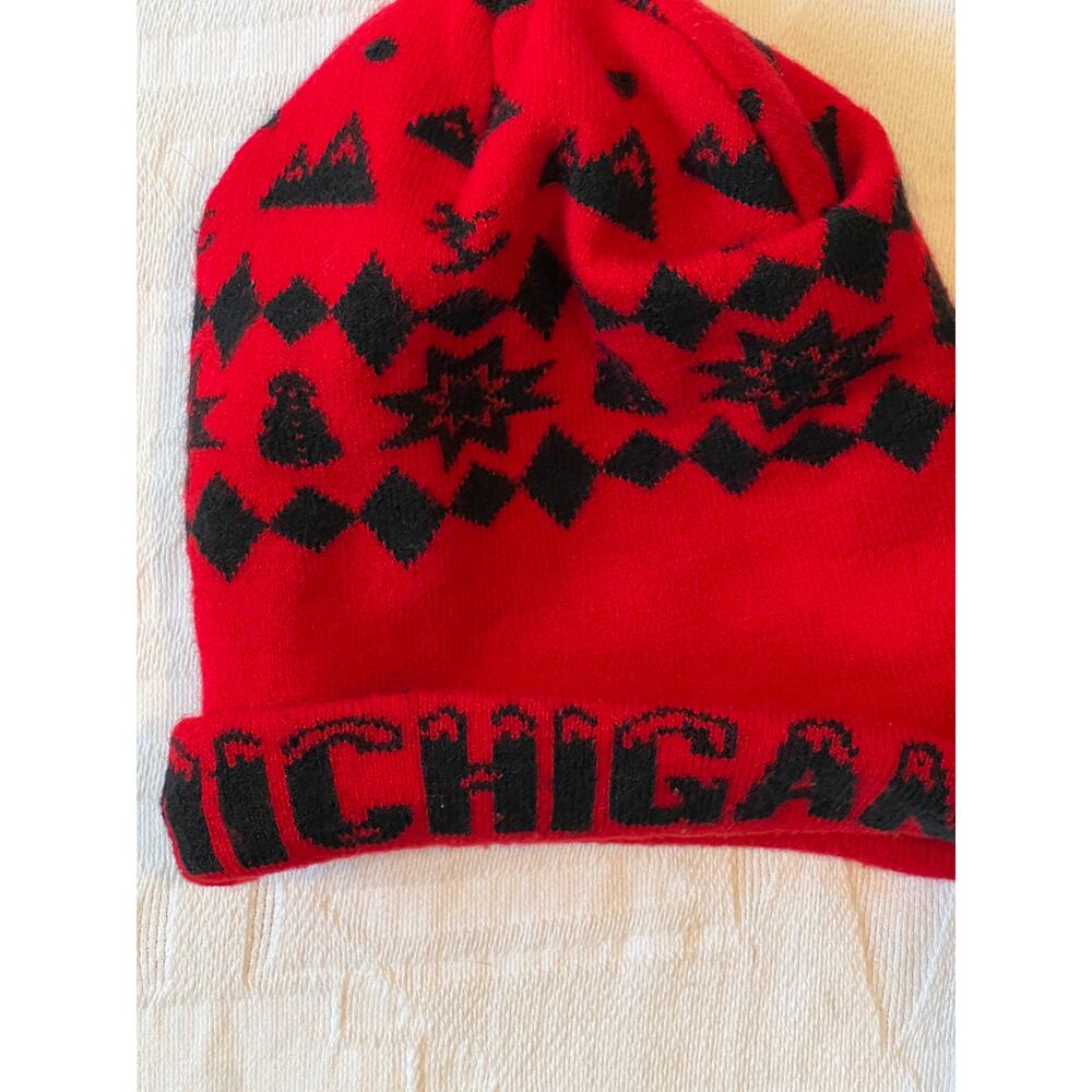 Michigan Red Acrylic Knit Cap